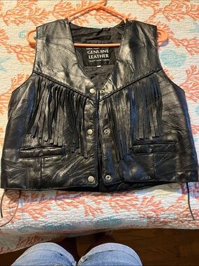 Black Bikers Fringe Vest